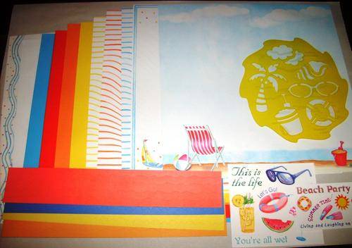 BEAUTIFUL BEACH THEMED SCRAPBOOKING KIT + FREE VELLUM PAPER