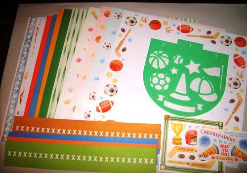 LOVELY SPORTS THEMED SCRAPBOOKING KIT + FREE FOAM PAPER