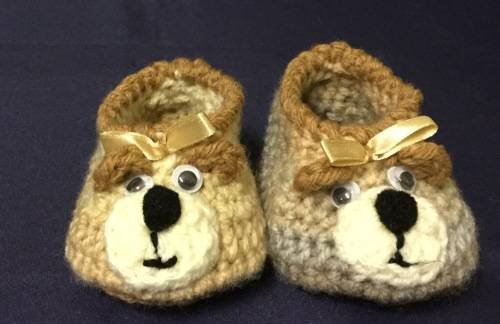 Crocheted Baby Boy Hooded Jacket & Shoes Set - Earthy Colors  - Teddy Applique