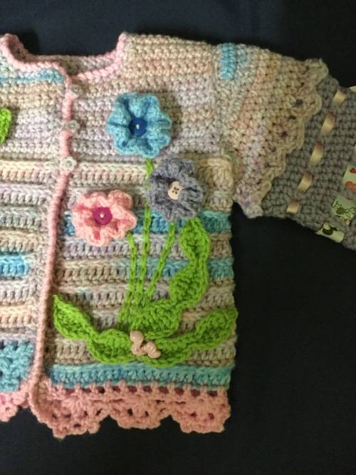 Crocheted Baby Girl Jacket and Sloush Boots (3 Months +)