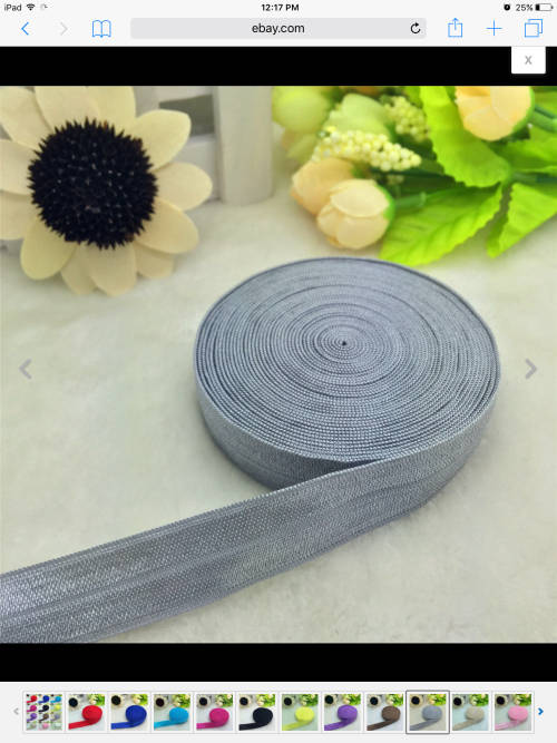 15mm Fold Over Elastic - Silver