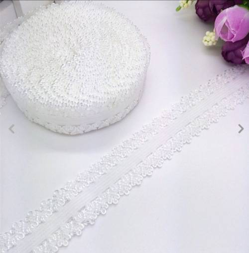 15mm Fancy Elastic - White Lace