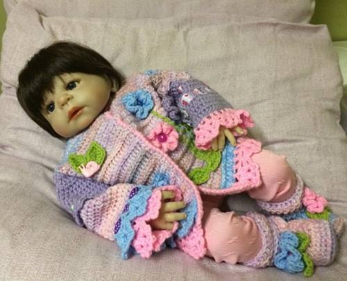 Crocheted Baby Girl Jacket and Sloush Boots (3 Months +)