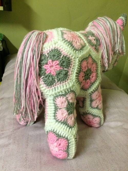 Crocheted Soft Toy - Fatty Lumpy African Flower Pony.