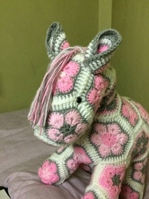 Crocheted Soft Toy - Fatty Lumpy African Flower Pony.