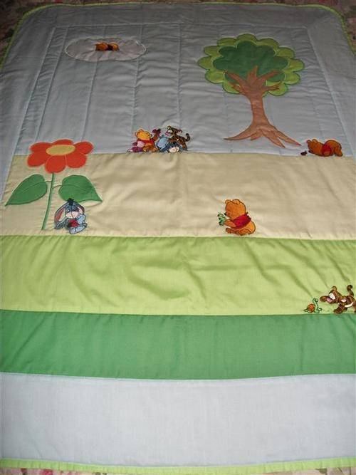 Baby Pooh & Friends Cot Bedding Set - Quilt, Bumper, Fitted Sheet, Pillowcase, Nappy Stacker.
