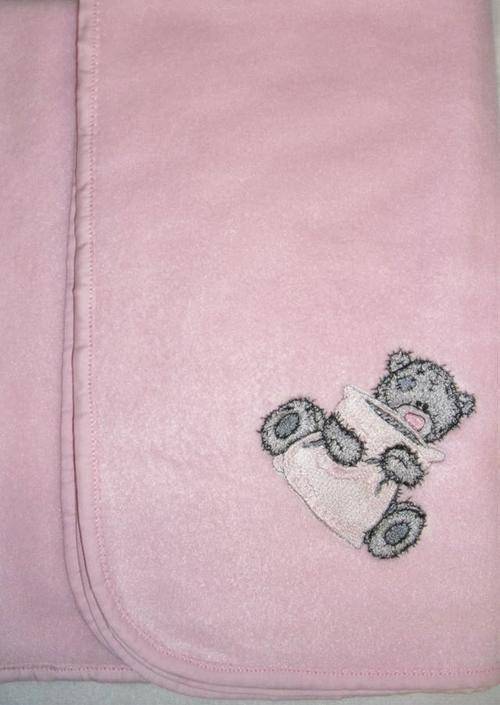 Embroidered Polar Fleece Baby Blanket - Tatty Teddy with Pillow