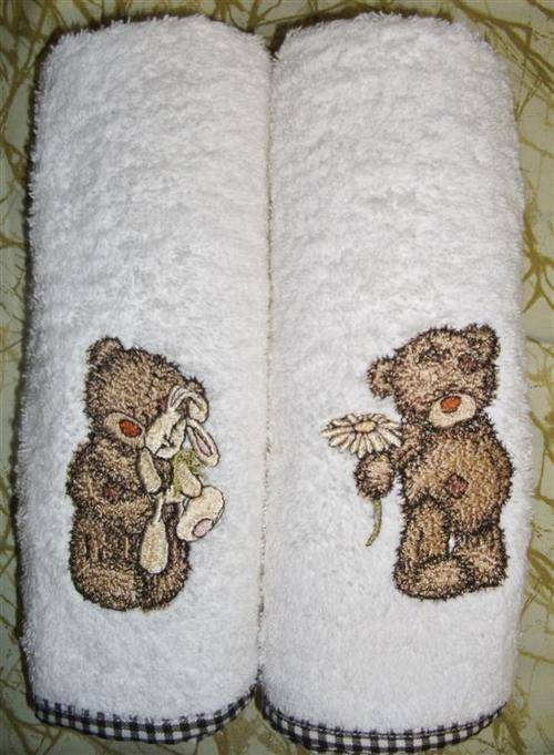 Tatty Teddy Burp Nappies (White Nappies, Teddies in Shades of Beige) - Twin Pack
