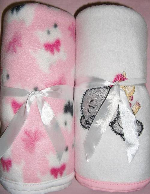 Fleecy Baby Blankets - Twin Pack - Tiny Tatty Teddy with Toy