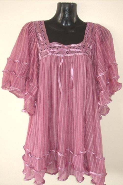 Pretty Pink Frill and  Lace Top (Size L-XL)
