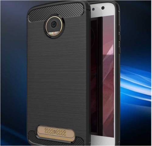Dayspirit Wire Drawing Carbon Fiber TPU Case for Moto Z2 Play - Black