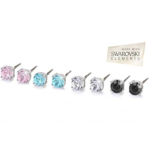 Set of 4 Swarovski Elements 6mm Stud Earrings