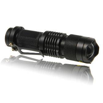 Cree Q5 3W LED Adjustable Focus Flashlight (box and AA Rechargeable Battery included)