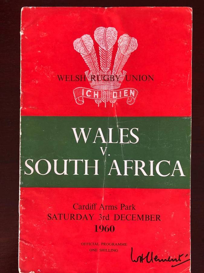 1960 Wales vs South Africa rugby test match day programme