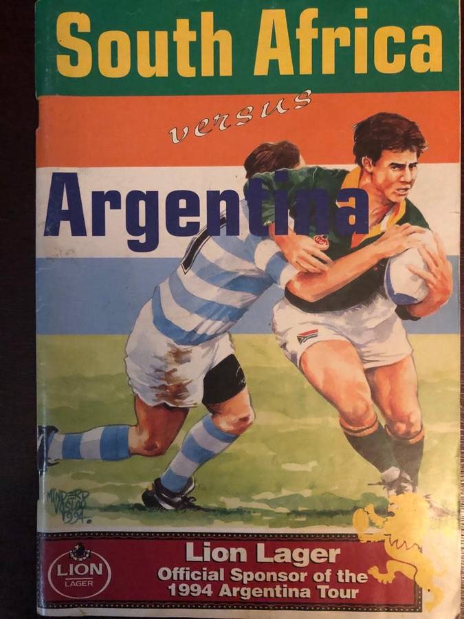 1994 South Africa vs Argentina rugby test match day programme
