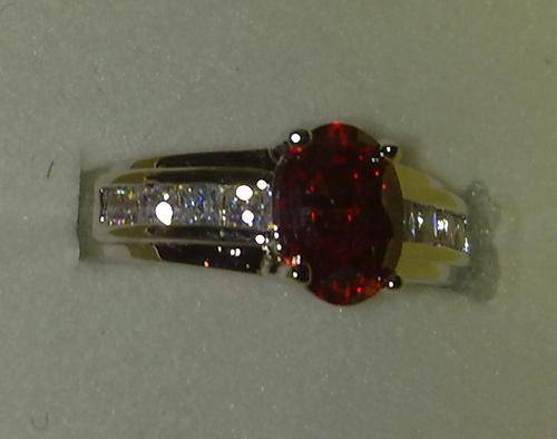 18kGP White Gold, Cz Ruby Ring