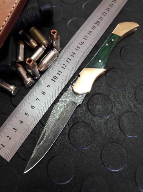 Handmade DAMASCUS  Folding Knife. Please study pictures for detail. Crazy R1 start, No reserve.