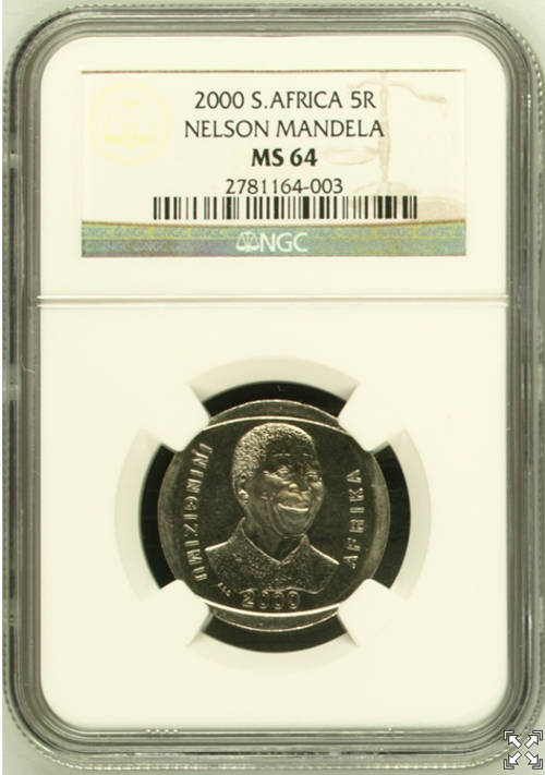 Mandela 2000 MS64 R5 NGC Graded (Very high grade,3rd finest known)