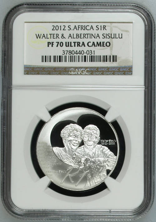 2012 Walter & Albertina Sisulu Silver R1 PF70 Graded as perfect by NGC