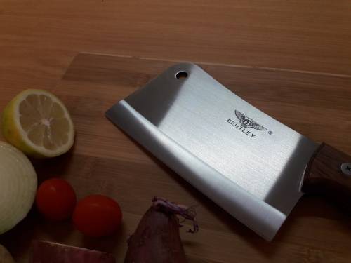 Meat Cleaver Bentley, Stainless Steel, Durable and made with one piece steel blade and WOODEN handle
