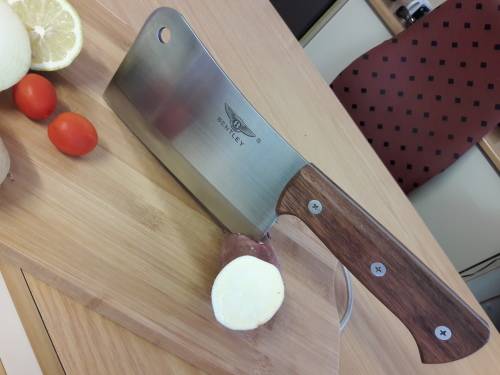 Meat Cleaver Bentley, Stainless Steel, Durable and made with one piece steel blade and WOODEN handle