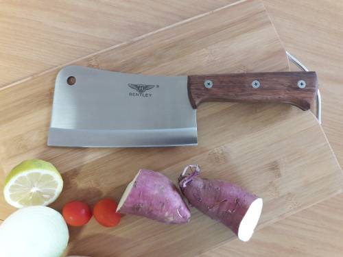 Meat Cleaver Bentley, Stainless Steel, Durable and made with one piece steel blade and WOODEN handle