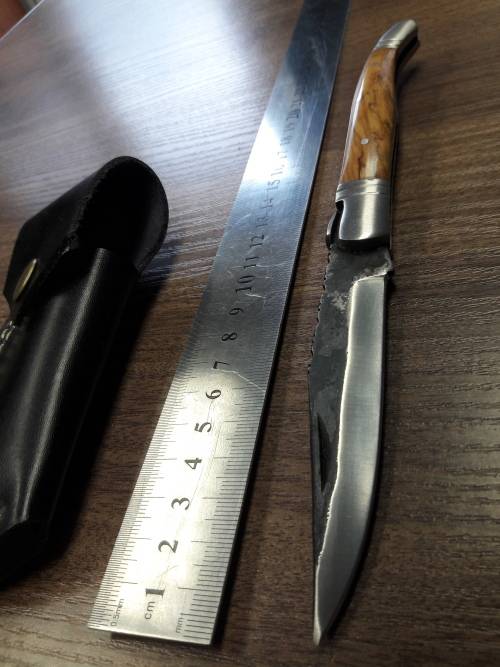 HANDMADE Black Ops, 1095 HIGH Carbon High quality steel folding knife with WOODEN handle scales.