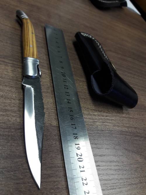 HANDMADE Black Ops, 1095 HIGH Carbon High quality steel folding knife with WOODEN handle scales.