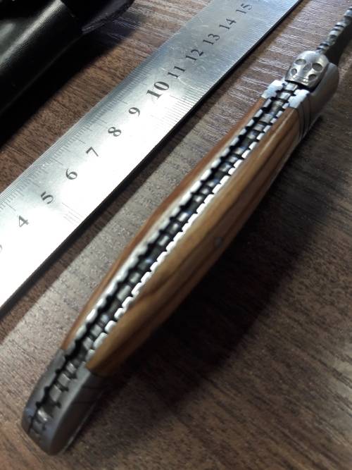 HANDMADE Black Ops, 1095 HIGH Carbon High quality steel folding knife with WOODEN handle scales.