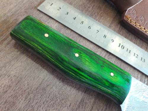 Handmade DAMASCUS Steel Hunting Knife with Wooden handle scales.FULL TANG !!!!!!