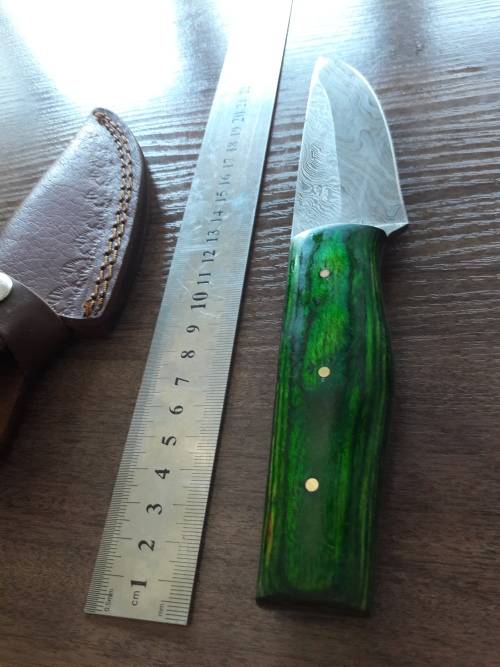 Handmade DAMASCUS Steel Hunting Knife with Wooden handle scales.FULL TANG !!!!!!