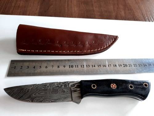 Handmade Damascus steel HUNTING  knife with MICARTA handle scales. NEW STOCK !!