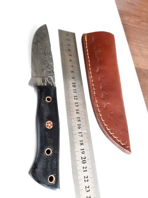 Handmade Damascus steel HUNTING  knife with MICARTA handle scales. NEW STOCK !!