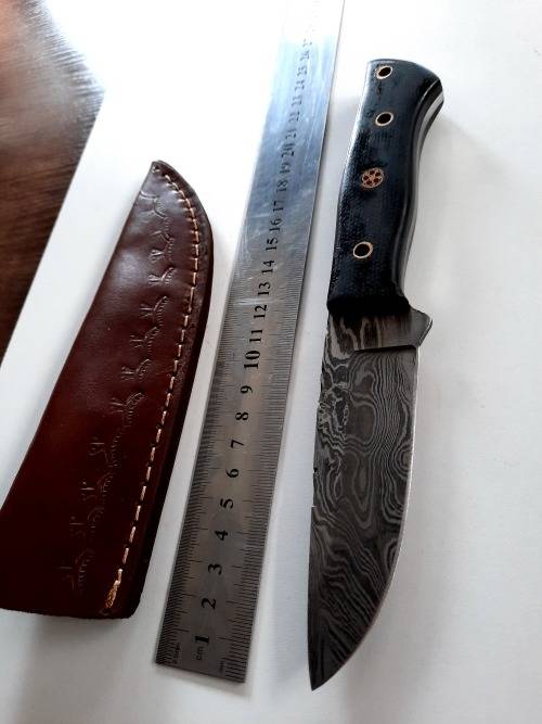 Handmade Damascus steel HUNTING  knife with MICARTA handle scales. NEW STOCK !!