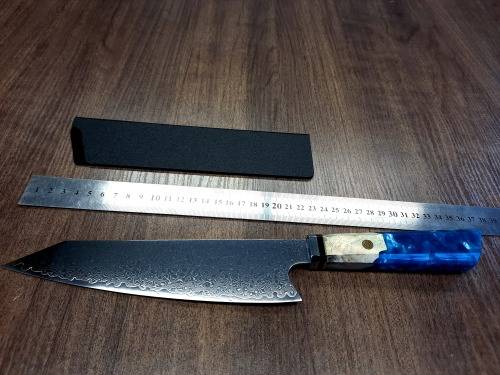 Damascus VG-10 Stainless Steel Japanese Chef's knife, Exotic Burl & Epoxy Resin handle, RAZOR SHARP,