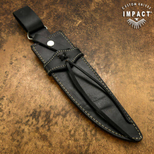 HANDMADE IMPACT Rare CUSTOM Damascus Hunting Knife with BULL HORN handle.