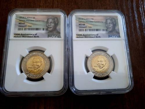 Mandela Centenary 2 Piece NGC Graded Set, MS68 (Second finest) & MS67, ONE BID FOR THE SET !!