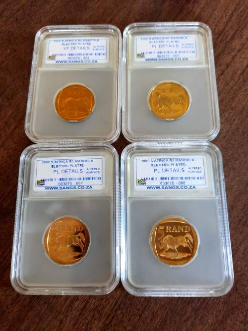 Mandela Smileys, 3 x PL Details, 1 x VF Details, ALL GOLD Plated, was graded by error, Not allowed