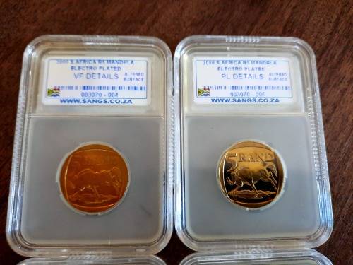 Mandela Smileys, 3 x PL Details, 1 x VF Details, ALL GOLD Plated, was graded by error, Not allowed