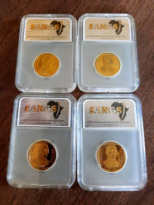 Mandela Smileys, 3 x PL Details, 1 x VF Details, ALL GOLD Plated, was graded by error, Not allowed