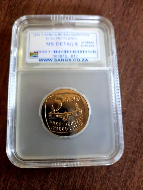 Mandela Inaug, 1 x MS Details, GOLD Plated, was graded by error, Not allowed, very very scares.