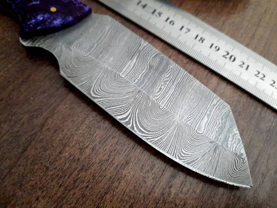 Handmade Damascus steel HUNTING Knife with Epoxy Resin handle scales, Perfect Gift for him.
