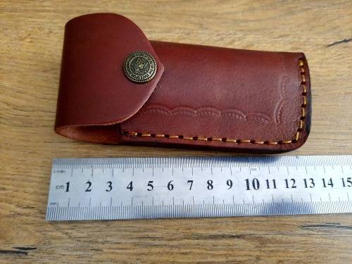 Handmade Damascus steel folding knife w Camel Bone Handle Scales. New stock !!