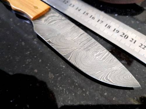 Handmade Damascus steel HUNTING Knife with Wooden handle scales. The exact knife you will receive.