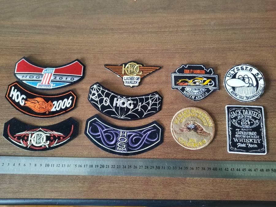 Harley Davidson cloth patches, price is per cloth patch. 10 available, One bidder to bid on all 10.
