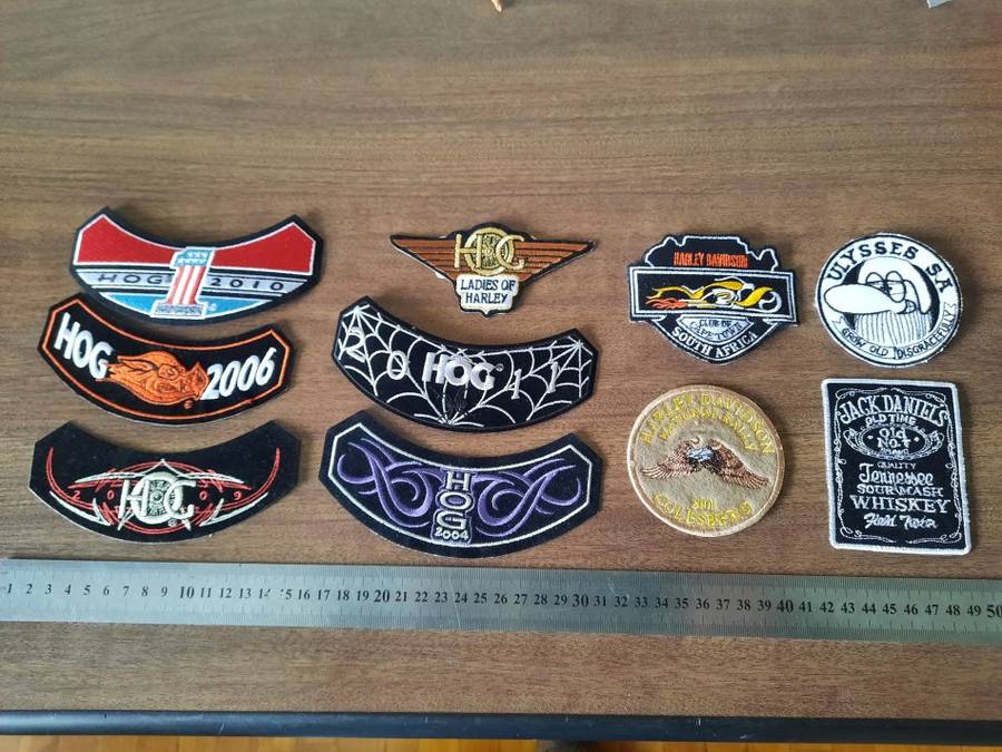 Harley Davidson cloth patches, price is per cloth patch. 10 available, One bidder to bid on all 10.