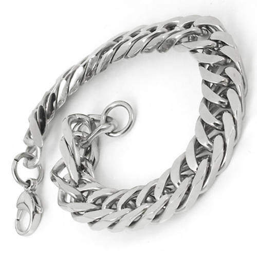 STAINLESS STEEL 316L SILVER CURB  LINKED BRACELET 23CM  WIDTH 10MMX5MM