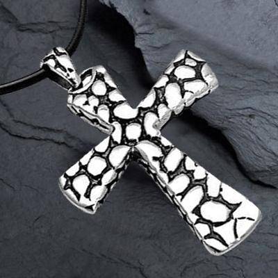 **SHE IS HUGE **  SILVER STAINLESS STEEL 316L CROSS PENDANT WITH FREE THONG OR S.STEEL CHAIN