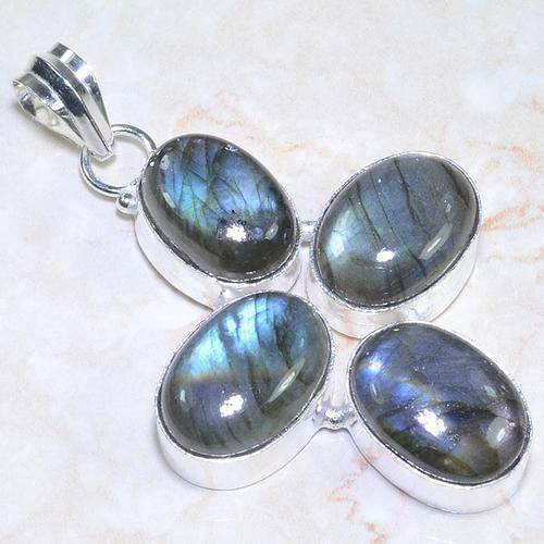 LABRADORITE 925 SILVER  7.5CM DROP