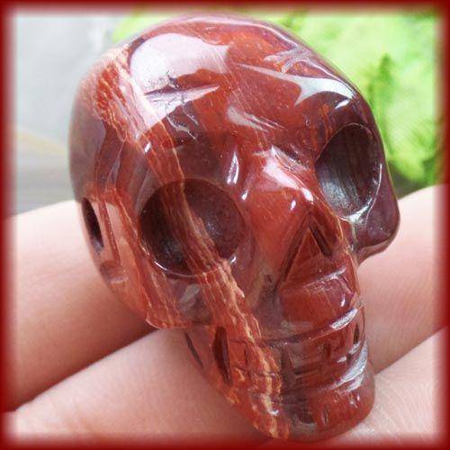RED JASPER CARVED SKULL 33 X 27 X 22 MM GEMSTONE PENDANT